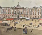 La place du Capitole, Toulouse by Yves Brayer, Aquarelle signée en bas à gauche, sold Nov 2025