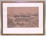 Oued Gabes by Charles Jouas, Crayon, pierre noire et rehauts de craie blanche, sold Oct 2025