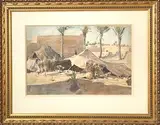 Campement by Charles Jouas, Aquarelle gouachée, sold Oct 2025