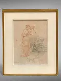 Feuille d'études by Charles Chaplin, Crayon et sanguine, sold Oct 2025