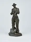 Terrassier appuyé sur sa pelle by Jules Dalou, Épreuve en bronze patiné, sold May 2024