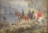 Chasse à courre, le cerf en vue by Louise de Courbot de Liniers, Aquarelle signée en bas à droite, sold May 2024