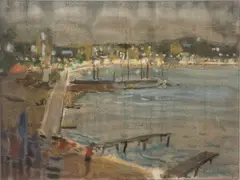 La baie de Cannes by Pierre Emile Lelong, Pastel, sold May 2024