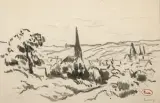 Le village de Limay, près de Mantes by Maximilien Luce, Lavis d'encre sur traits de crayon porte le timbre rouge Luce, sold May 2024