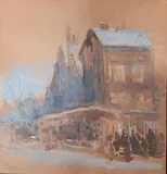 Hiver sur la ville by Maximilien Luce, Lavis d'encre rehaussé de gouache blanche sur traits de crayon, sold May 2024