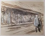 Sur les quais de la gare by Maximilien Luce, Lavis d'encre rehaussé de gouache blanche, sold May 2024