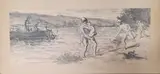 Baigneurs by Maximilien Luce, Lavis d'encre sur traits de crayon bleu, sold May 2024