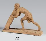 Homme soulevant une stèle by Philippe Besnard, 1952, Terre cuite originale, sold Apr 2024