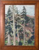 Sapins aux environs de Luxeuil by Germaine Desgranges, Gouache, sold Apr 2024