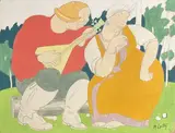 Le musicien by Michel Lattry, Aquarelle et gouache sur papier, sold Jul 2025