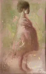 Jeune tahitienne de profil by Jean-Charles Bouloc, Technique mixte et collage, sold May 2025