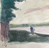 Au bord de l'eau by Willem van Hasselt, Aquarelle sur papier, sold May 2025