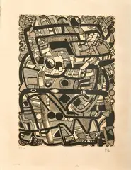Composition by Maurice Estève, Lithographie, sold Apr 2025