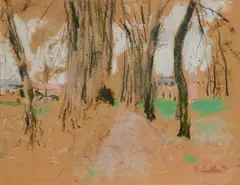 L’allée aux Clayes by Édouard Vuillard, Pastel sur papier contrecollé sur carton, sold Apr 2025