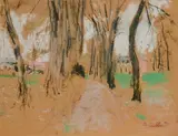 L’allée aux Clayes by Édouard Vuillard, Pastel sur papier contrecollé sur carton, sold Apr 2025