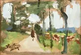 Paysage de campagne by Pierre Eugène Montézin, Gouache, sold Apr 2025