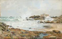 Saint Malo, le Fort National par gros temps by Alexandre Nozal, Pastel, sold Apr 2025