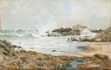 Saint Malo, le Fort National par gros temps by Alexandre Nozal, Pastel, sold Apr 2025