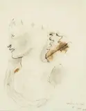 Sans titre by Jean Cocteau, 1928, Marbre de Noël " Dessin à l'encre noire, lavis brun et crayon noir, sold Apr 2025