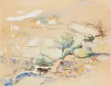 Paysage by Michel Kikoine, 1942, Aquarelle gouachée, sold Apr 2025