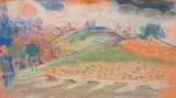 Paysage méditerranéen by Michel Kikoine, Pastel et gouache, sold Apr 2025