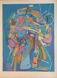 Composition fond bleu by André Lanskoy, Lithographie en couleurs annotée EA et signée en bas à droite, sold Apr 2017