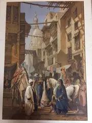 Rue animée au Caire by Amadéo Preziosi, Lithographie signée à gauche et numérotée, sold Mar 2017