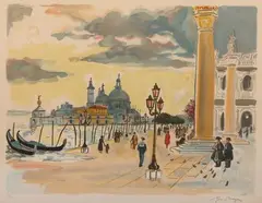 LA SALUTE, VENISE. 48 x 63 cm by Yves Brayer, Lithographie en couleurs, sold Mar 2017