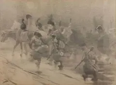 La retraite de Russie by Adolphe Léon Willette, Lithographie en noir, sold Mar 2017