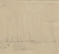 Les cyprès by Paul Charlot, Crayon signé en bas à droite et daté, sold Mar 2017