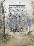 La trois forêts by Christian de la Verteville, Aquarelle et gouache signée et datée, sold Nov 2025