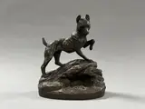 Chien au lézard by Clovis-Edmond Masson, Épreuve en bronze à patine médaille, sold Nov 2025