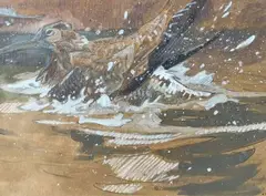 Bécassine se baignant by Andrew Haslen, Aquarelle et crayon sur papier dans un encadré sous verre, sold Nov 2025