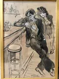 Fantasmes" - "La prostituée by Fred Pailhès, Lavis d'encre noir, aquarelle et rehauts de gouache Crayon noir, sanguine et rehauts de cr, sold Nov 2025