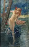 Nymphe au bord de la rivière by Gaston Bussière, 1918, Aquarelle, sold Oct 2025