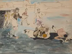 Le match de rugby by Max Jacob, 1918, Aquarelle, gouache et encre (plume et lavis), sold Oct 2025