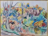 Paris, le Parc Montsouris by Louis Neillot, 1953, Aquarelle sur traits de mine de plomb, sold Oct 2025