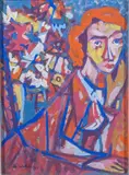Jeune femme au bouquet de fleurs by Charles Walch, 1947, Gouache, sold Oct 2025