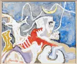 Sans titre by Petar Lubarda, 1952, Gouache et aquarelle sur papier beige, sold Oct 2025
