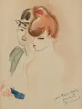 Couple by André Dignimont, Aquarelle signée et dédicacée en bas à droite, sold Nov 2023