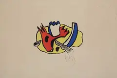 Nature morte. 1951 by Fernand Léger, Lithographie en couleurs sur vélin d'Arches, portant une signature en bas à droite, sold Nov 2023
