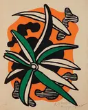 La Fleur. 1952 by Fernand Léger, Lithographie en couleurs sur vélin mince, dédicacée « à Marcelle, amigo » signée en bas à, sold Nov 2023
