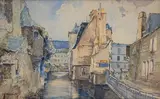 Vue de village by Maurice Briault, Aquarelle signée en bas à gauche, sold Nov 2023