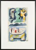Composition by Jean Clerté, Aquarelle sur papier signée en bas à droite, sold Feb 2024