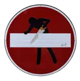 Il Falegname by Clet Abraham, 2014, Papier réfléchissant découpé et collage sur panneau signalétique, sold Dec 2023