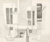 COMPOSITION by Geer van Velde, 1948, Crayon sur papier, trace de monogramme en bas à droite Graphite on paper, trace of monogra, sold Nov 2023