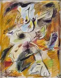 L’ASSAUT by André Masson, Crayon gras, pastel et mine de plomb sur papier, sold Nov 2023