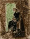 FEMME DEVANT LA by André Masson, Pastel gras sur papier, sold Nov 2023