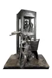 LA CABINE TÉLÉPHONIQUE by André Barelier, Bronze sculpture with black patina, sold Nov 2023