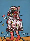 PERSONAGE by Pinchas Burstein, 1972, Gouache sur papier marouflé sur toile, sold Nov 2023